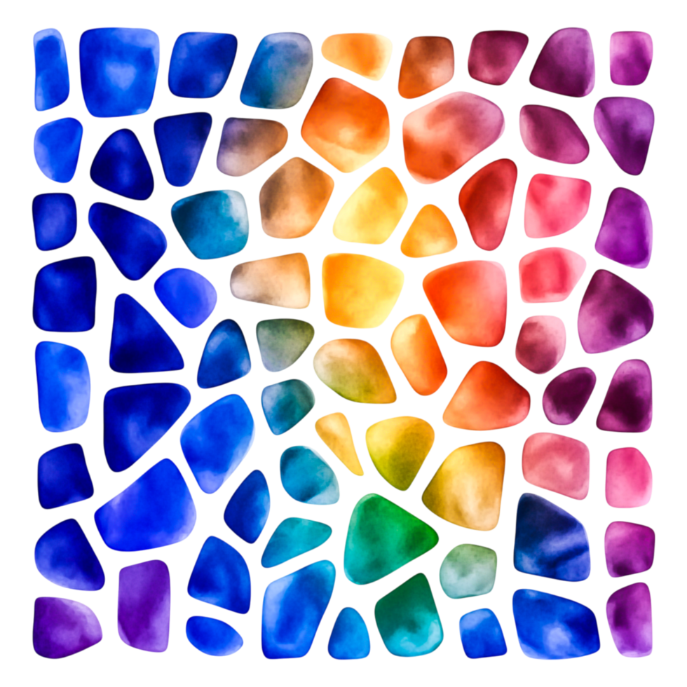 Colorful Watercolor Mosaic Pattern with Vibrant Shades and Shapes png