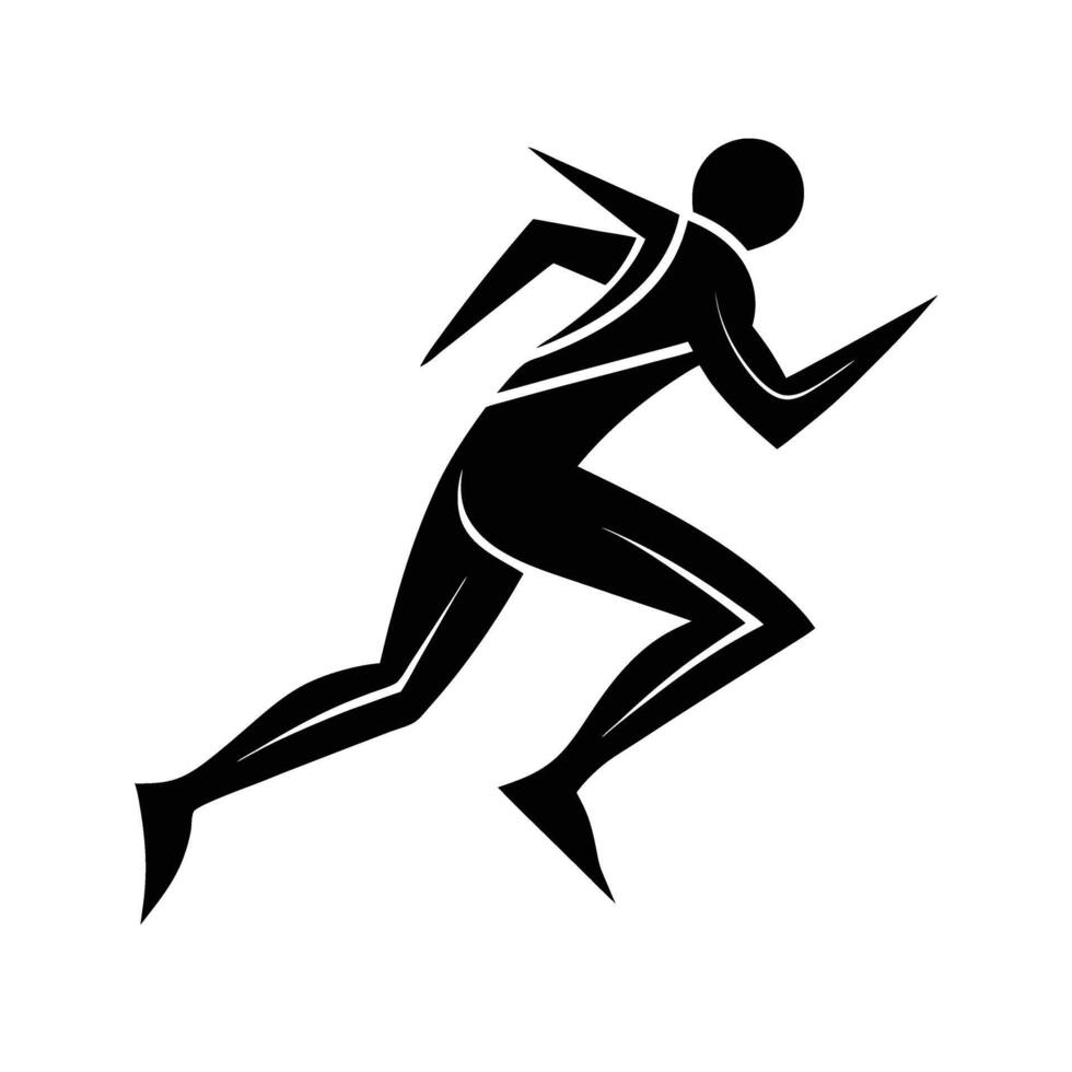 Abstract runner silhouette icon design displaying creative line art background vector