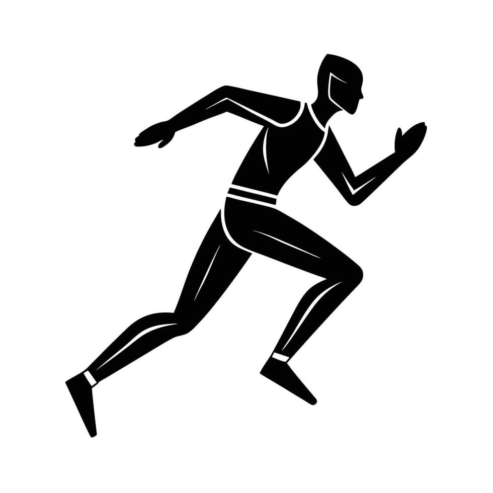 Dynamic runner figure outline design featuring sleek line art background vector