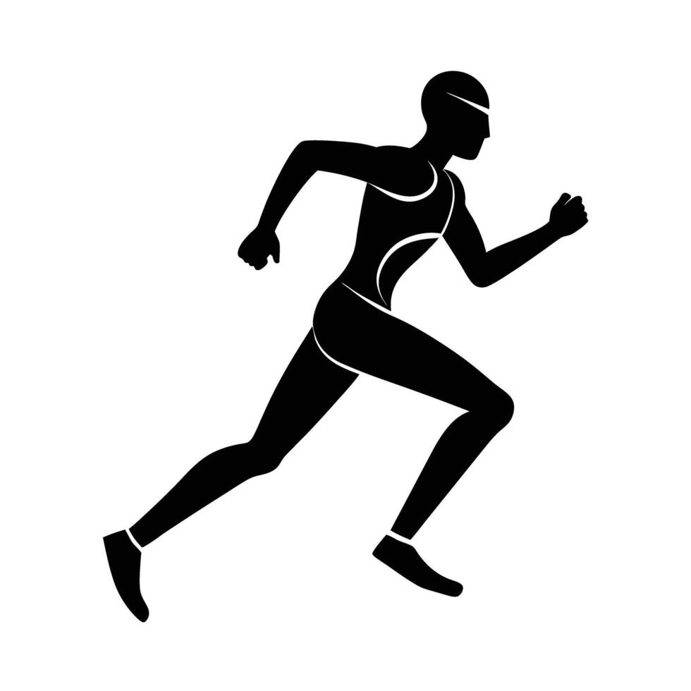 Sleek runner figure silhouette presenting modern dynamic motion energy vividly vector