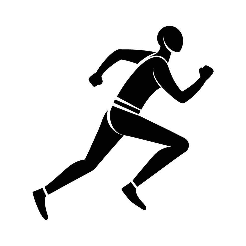 Dynamic runner silhouette icon design featuring fresh line art background vector