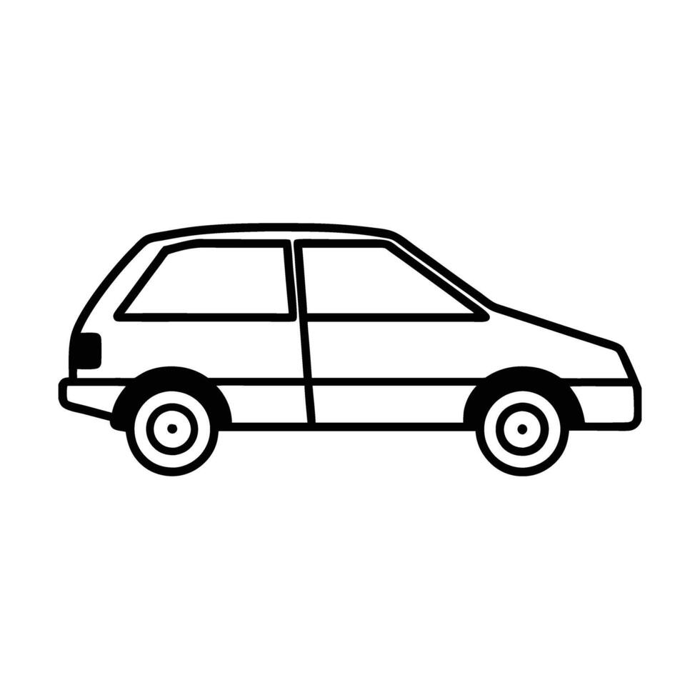 Crisp minimalist line art design for hatchback in white background vector