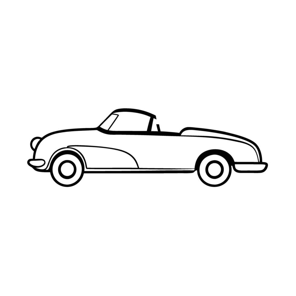 Refined12 minimalist line art design with convertible vehicle on white vector