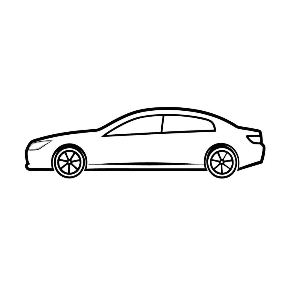 Simple7 minimalist line art design for sedan in white background vector