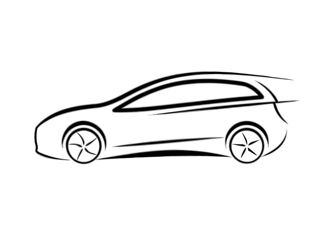 Sleek28 minimalist line art design with hatchback vehicle on white vector