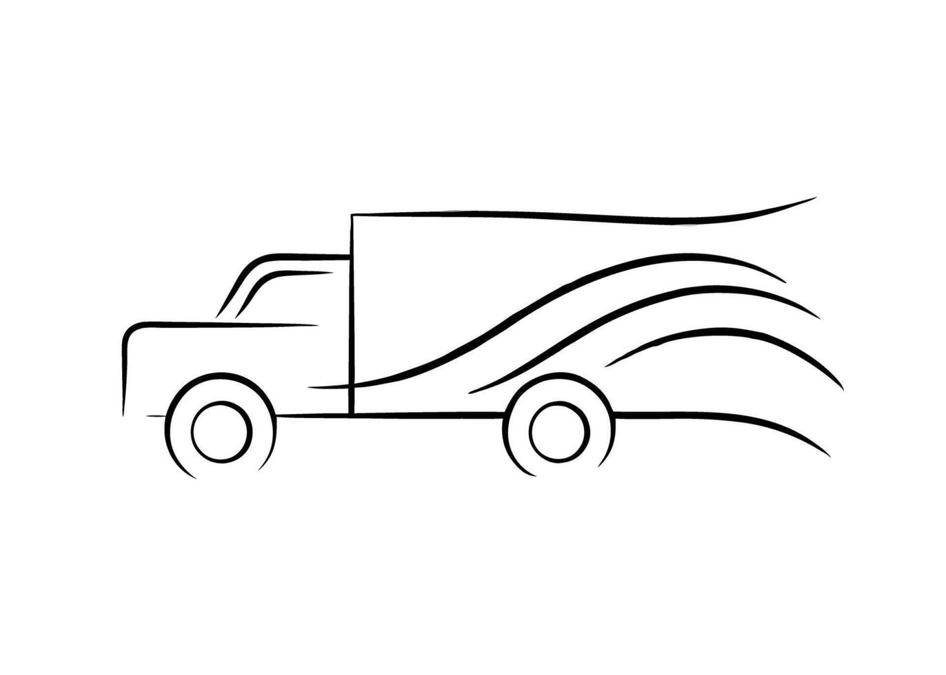Abstract dynamic road truck drawing captures energetic motion on white vector