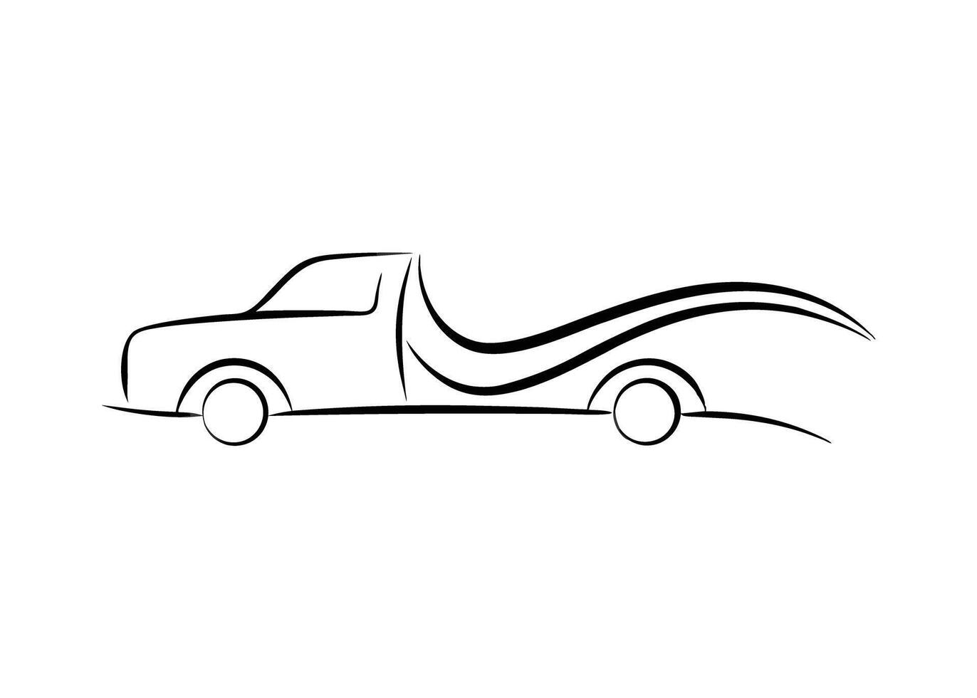 Abstract truck silhouette sketch offers unique artistic expression on white vector