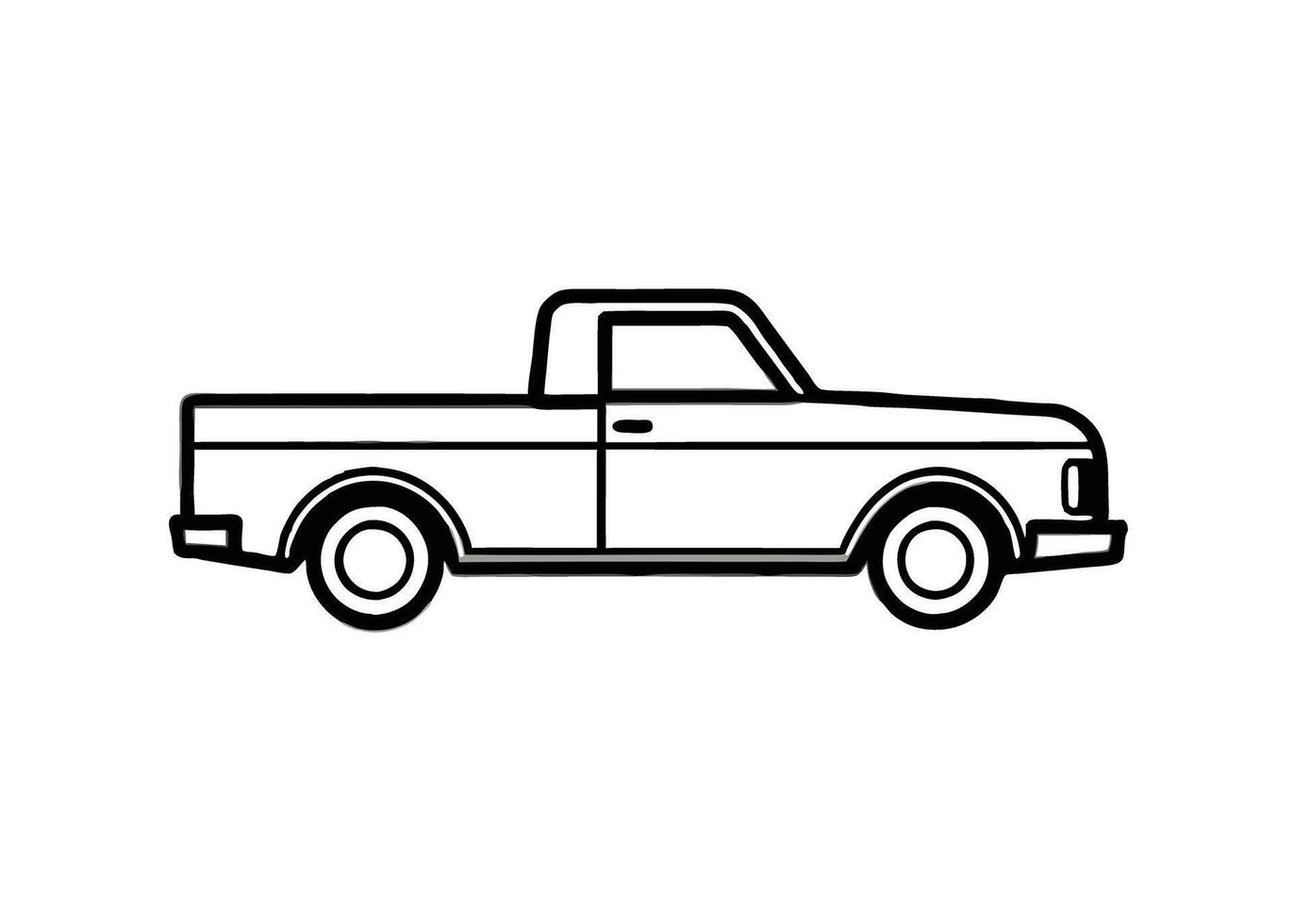 Minimalist vintage pickup truck side view reveals appeal on white vector