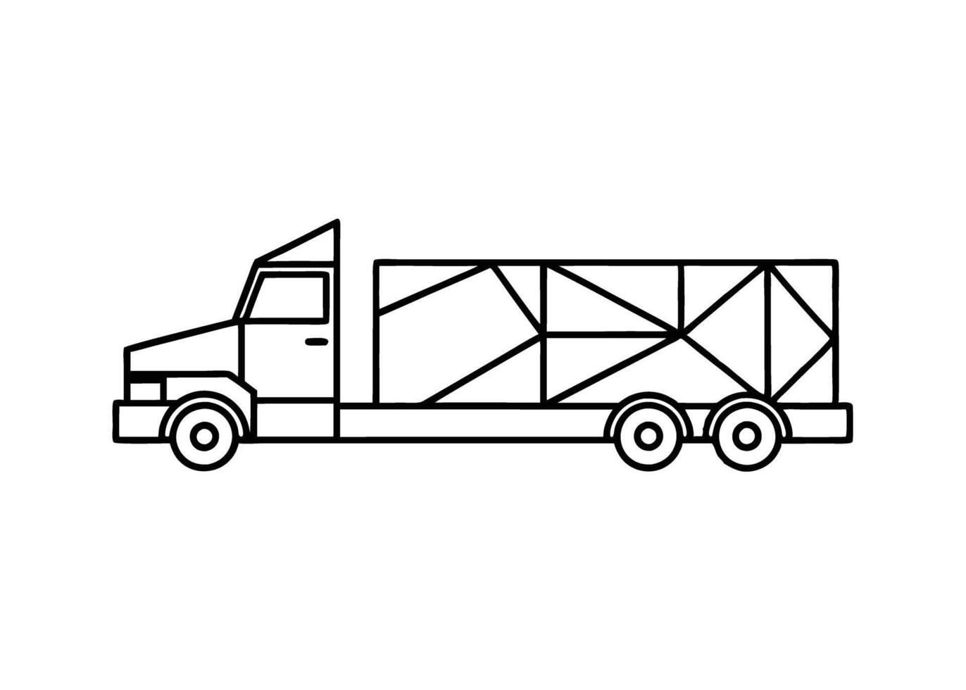 Geometric long haul rig truck design exudes style on white vector