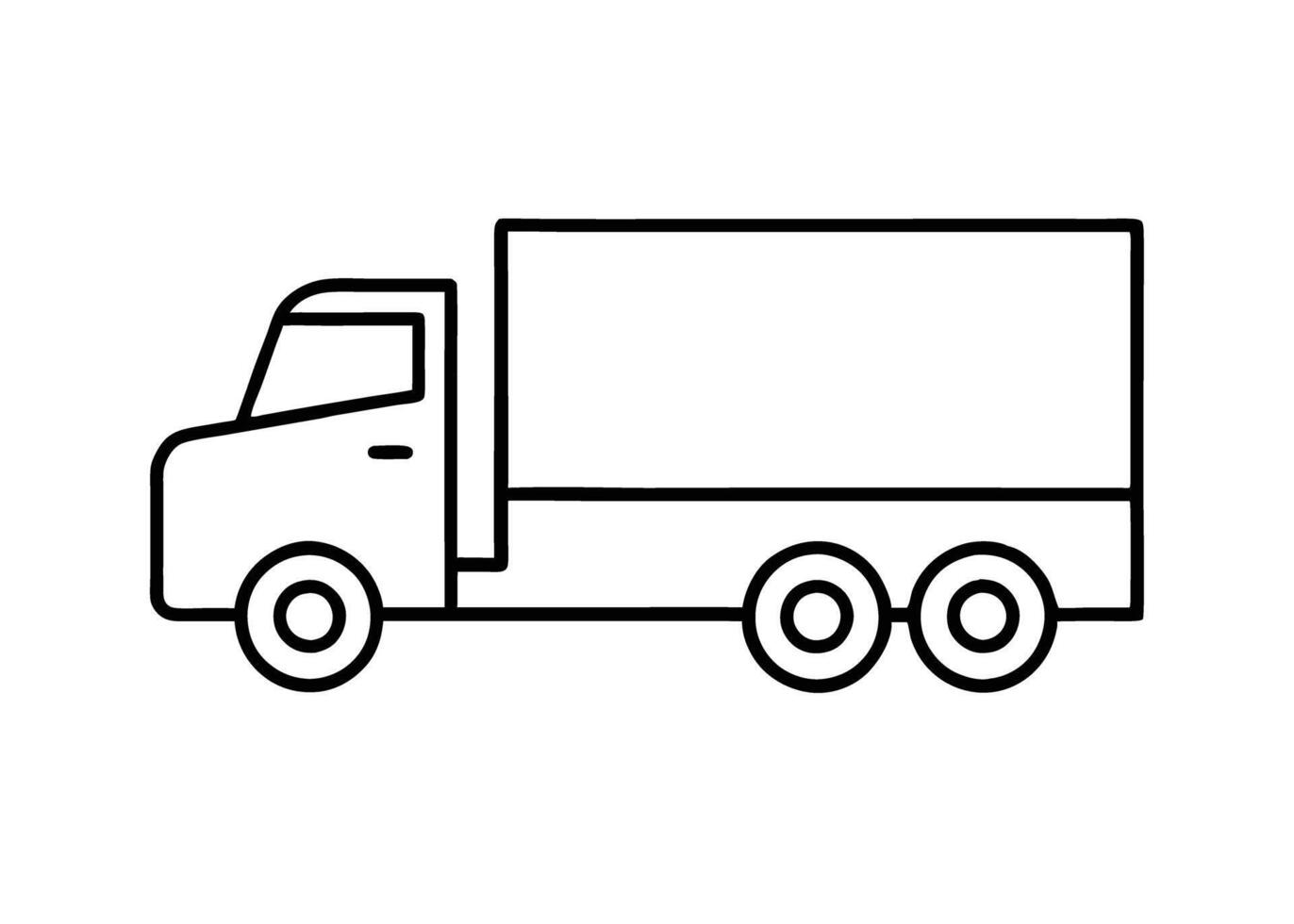 Minimalist transport truck depiction clearly showcases focused engineering on white vector