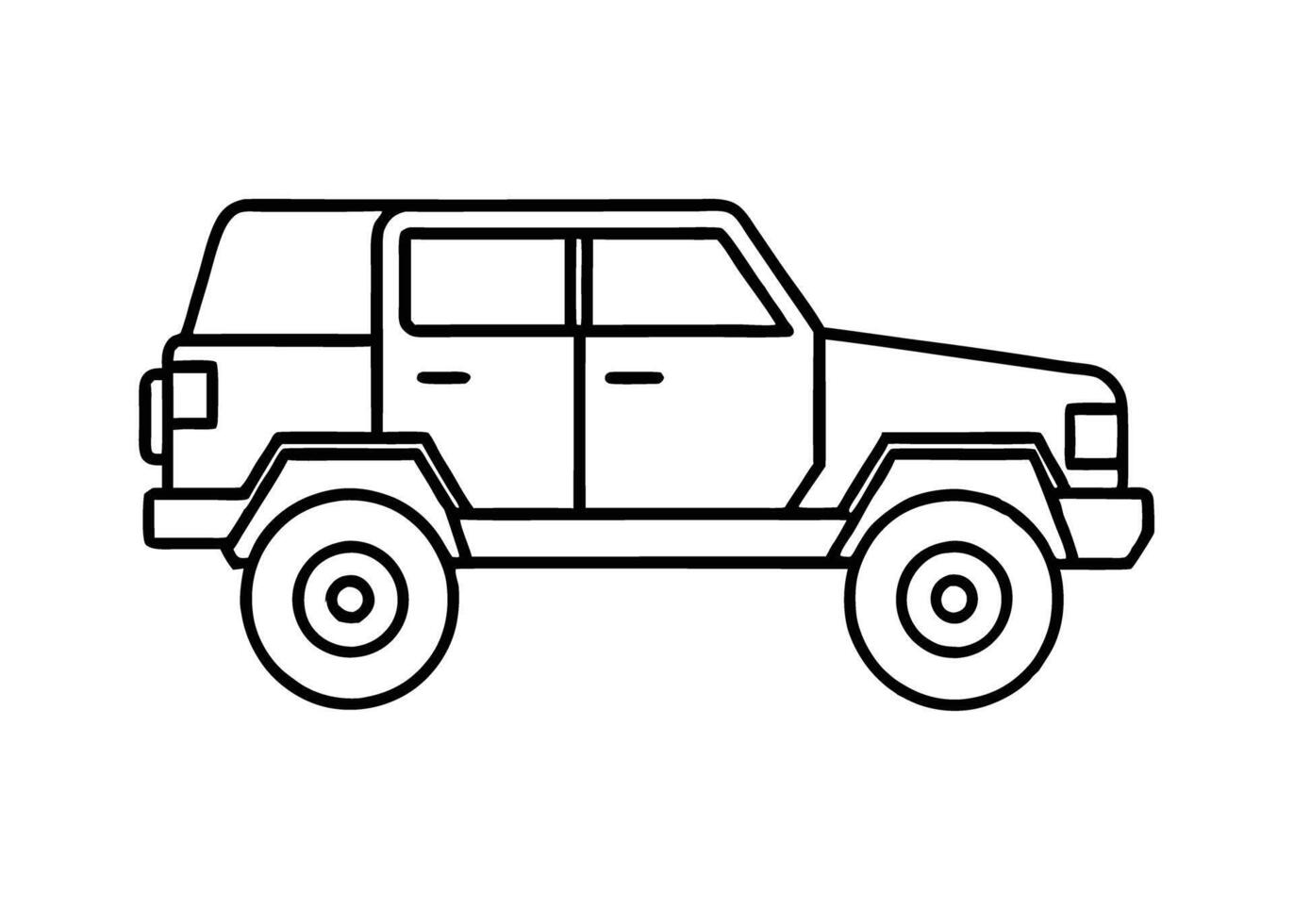 Minimalist off road truck drawing reveals adventurous style on white vector