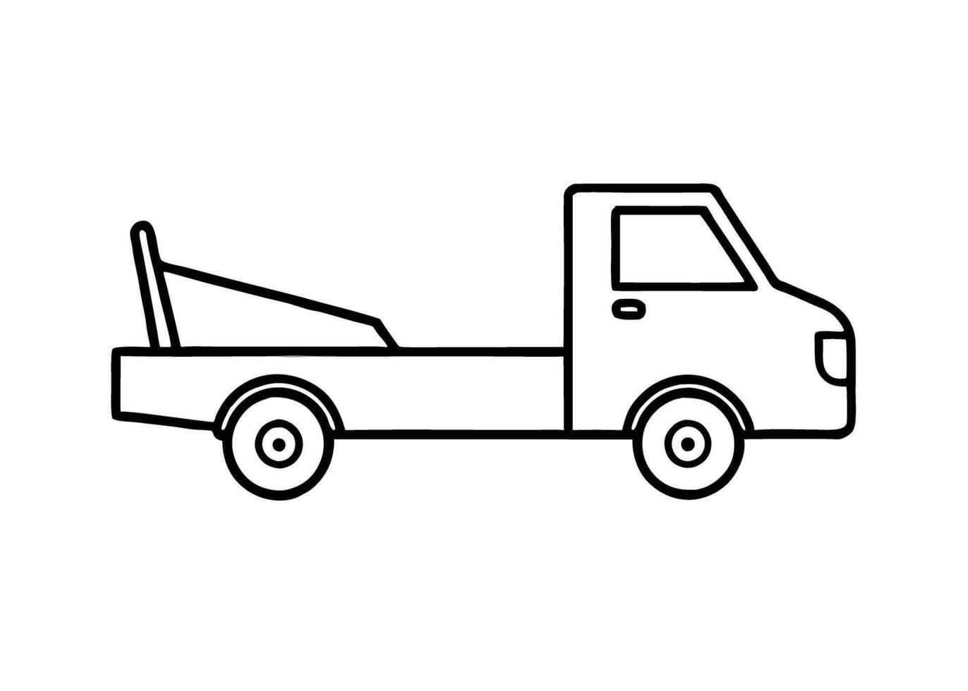 Minimalist tow truck portrayal vividly expresses distinct character on white vector