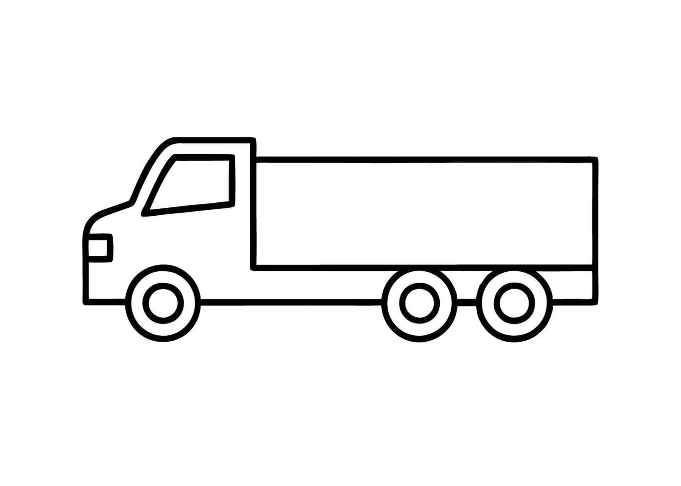 Minimalist single axle truck drawing exhibits precise form on white vector