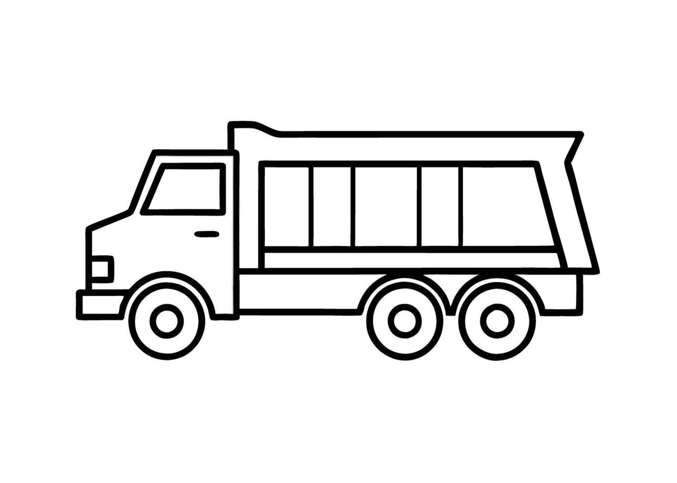 Simple refined tipper truck outline offers robust style on white vector