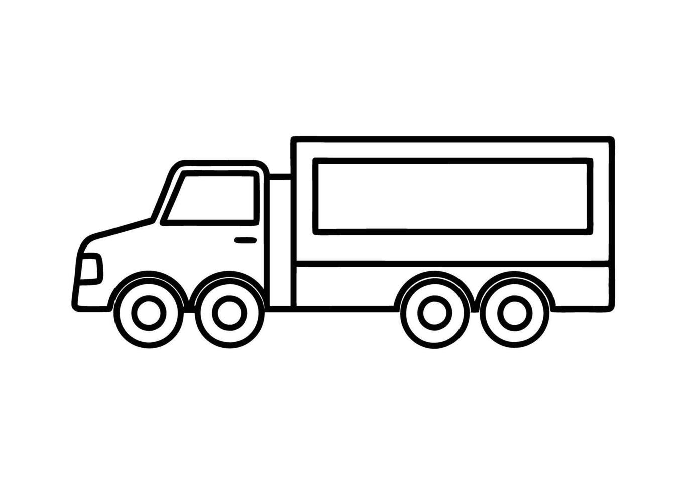 Minimal sturdy road truck drawing offers subtle elegance on white vector