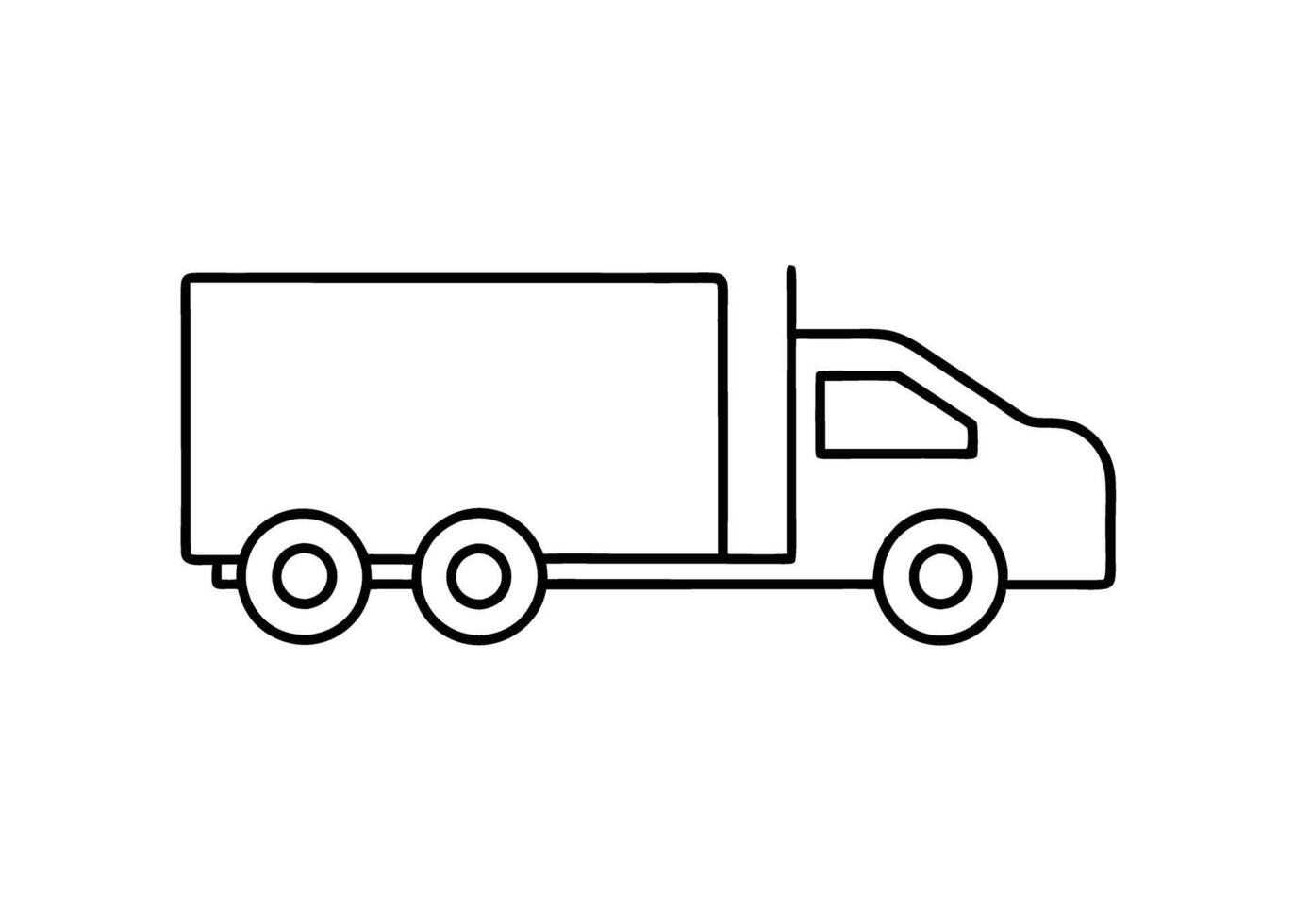 Monoline freight truck depiction clearly reveals sharp lines on white vector