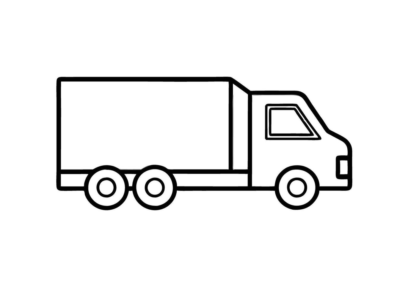 Monoline freight truck drawing clearly shows refined structure on white vector