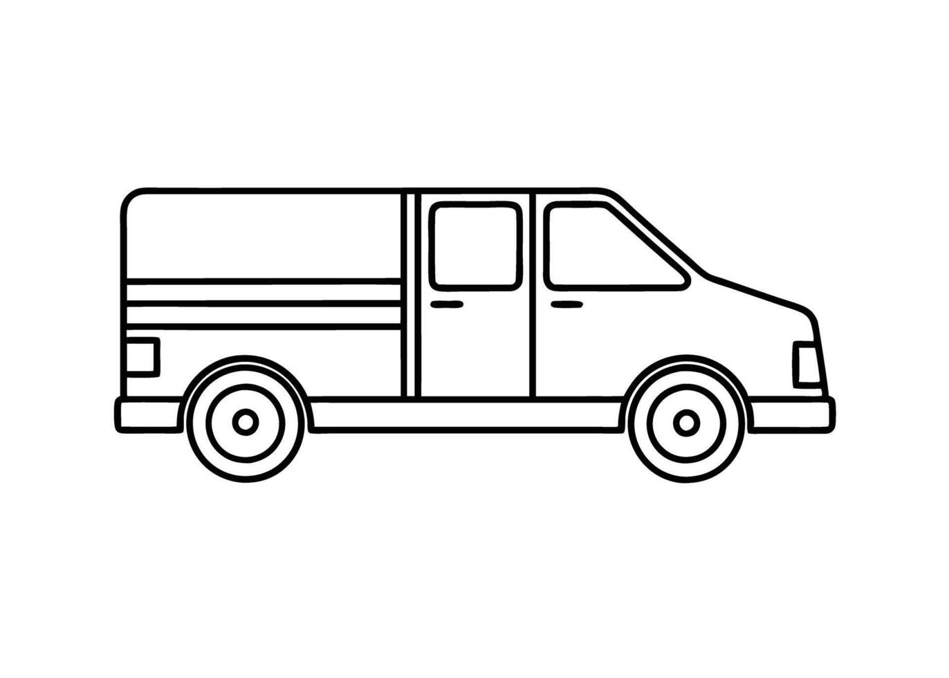 Sleek utility truck line drawing displays vibrant detail on white vector