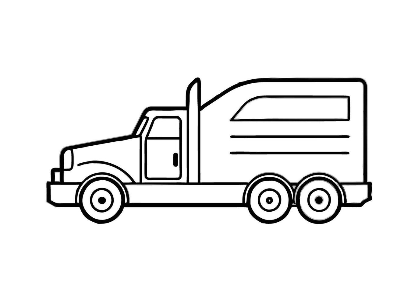 Streamlined long haul rig truck drawing reveals form on white vector