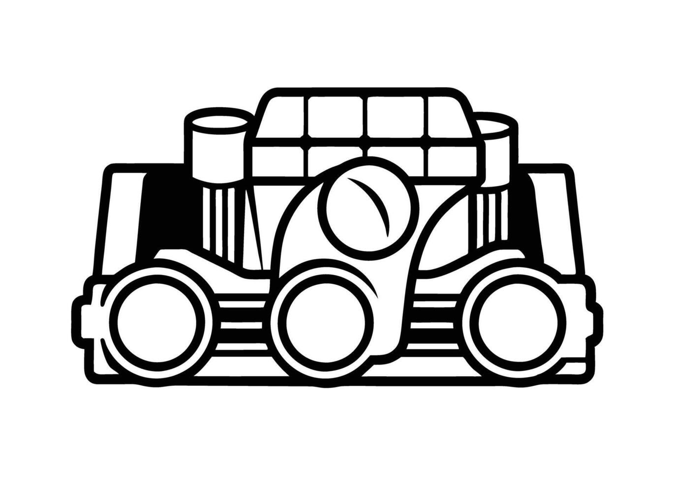 Sleek robust truck engine silhouette highlights powerful design on white vector