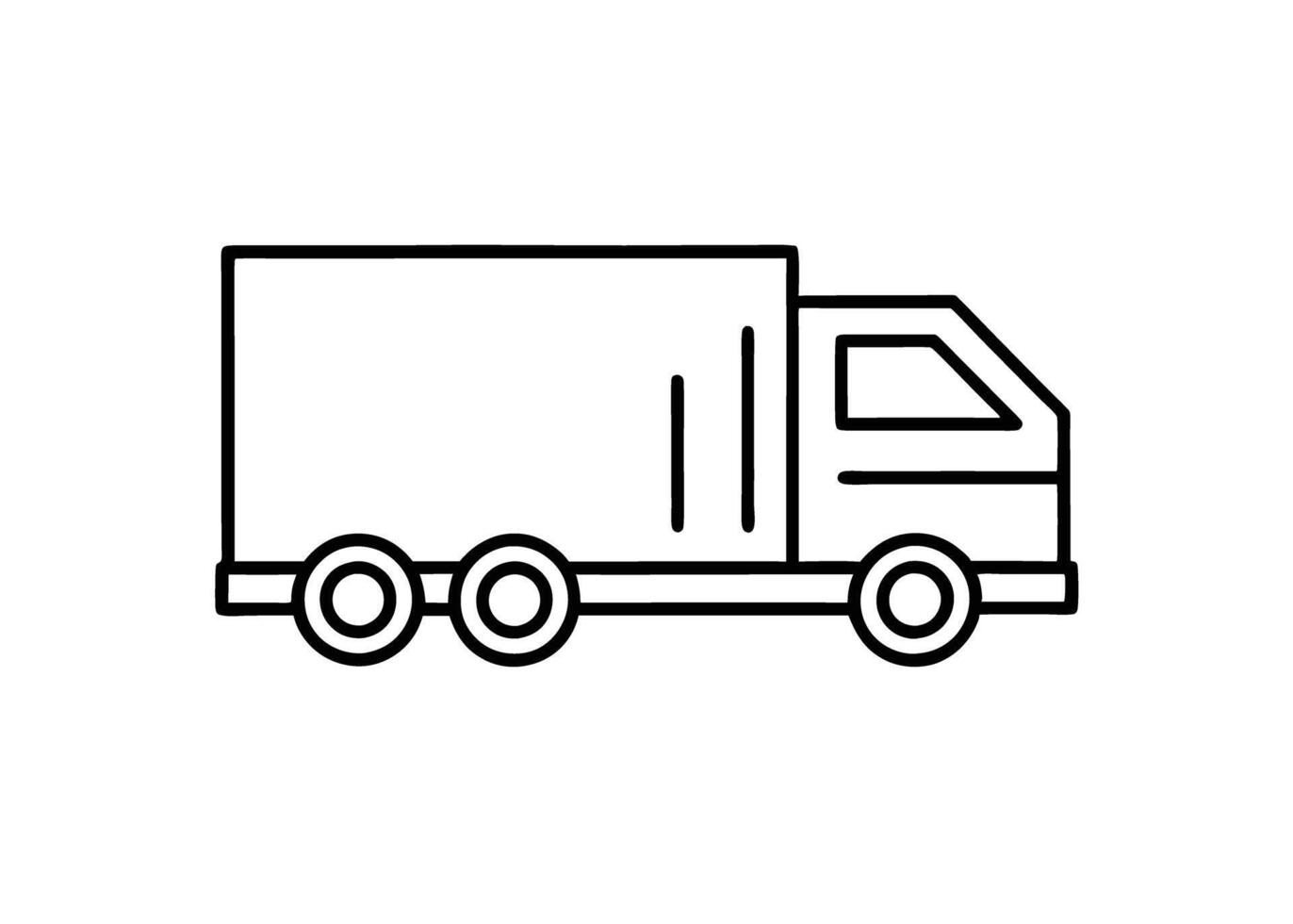 Sleek monoline cargo lorry drawing expresses unique style on white vector