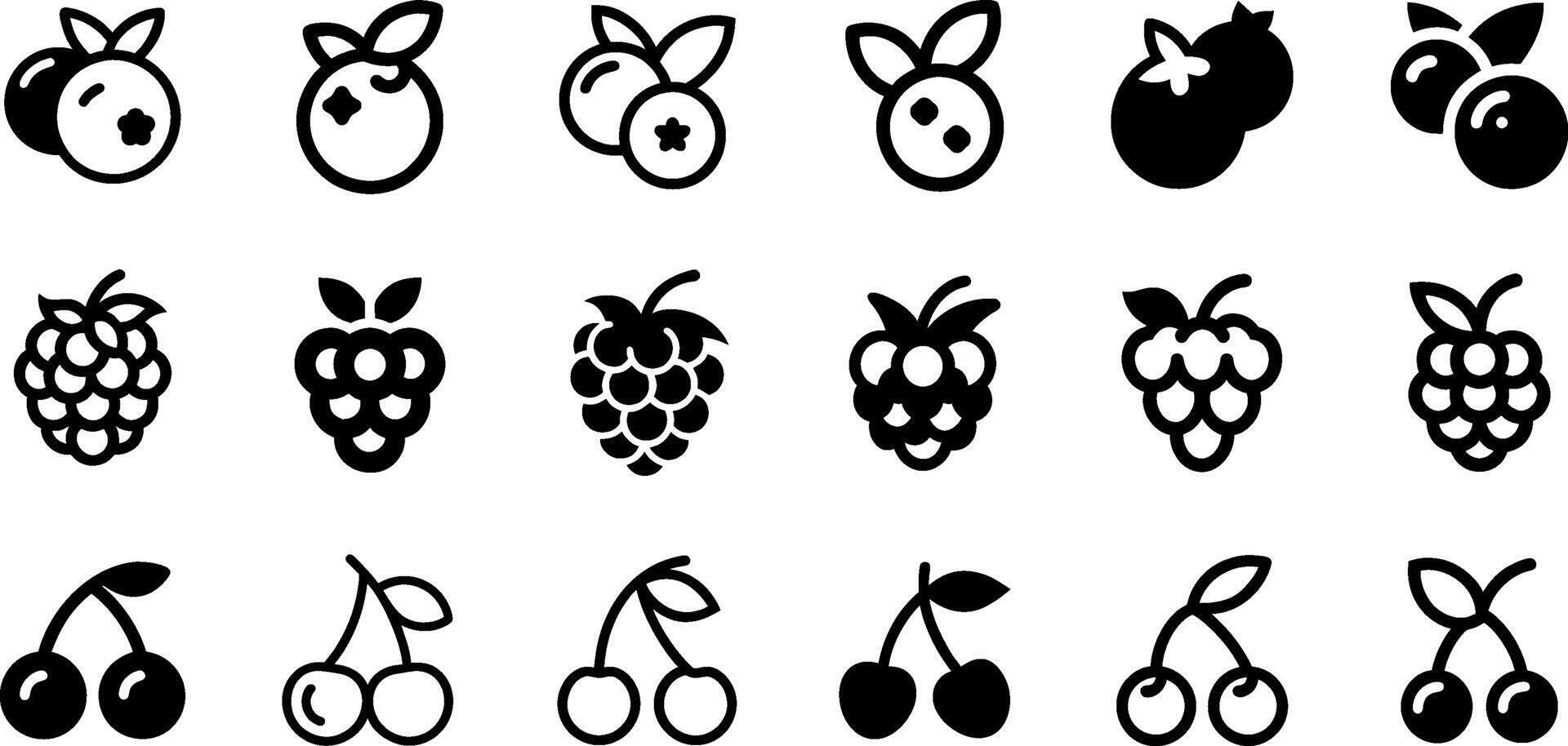 Berry Delights Icon Pack Blueberry Raspberry Cherry vector