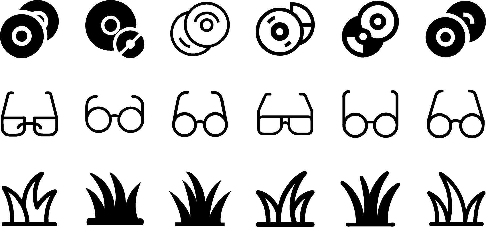 Versatile Icons Pack CD DVD Disk Glasses Grass vector