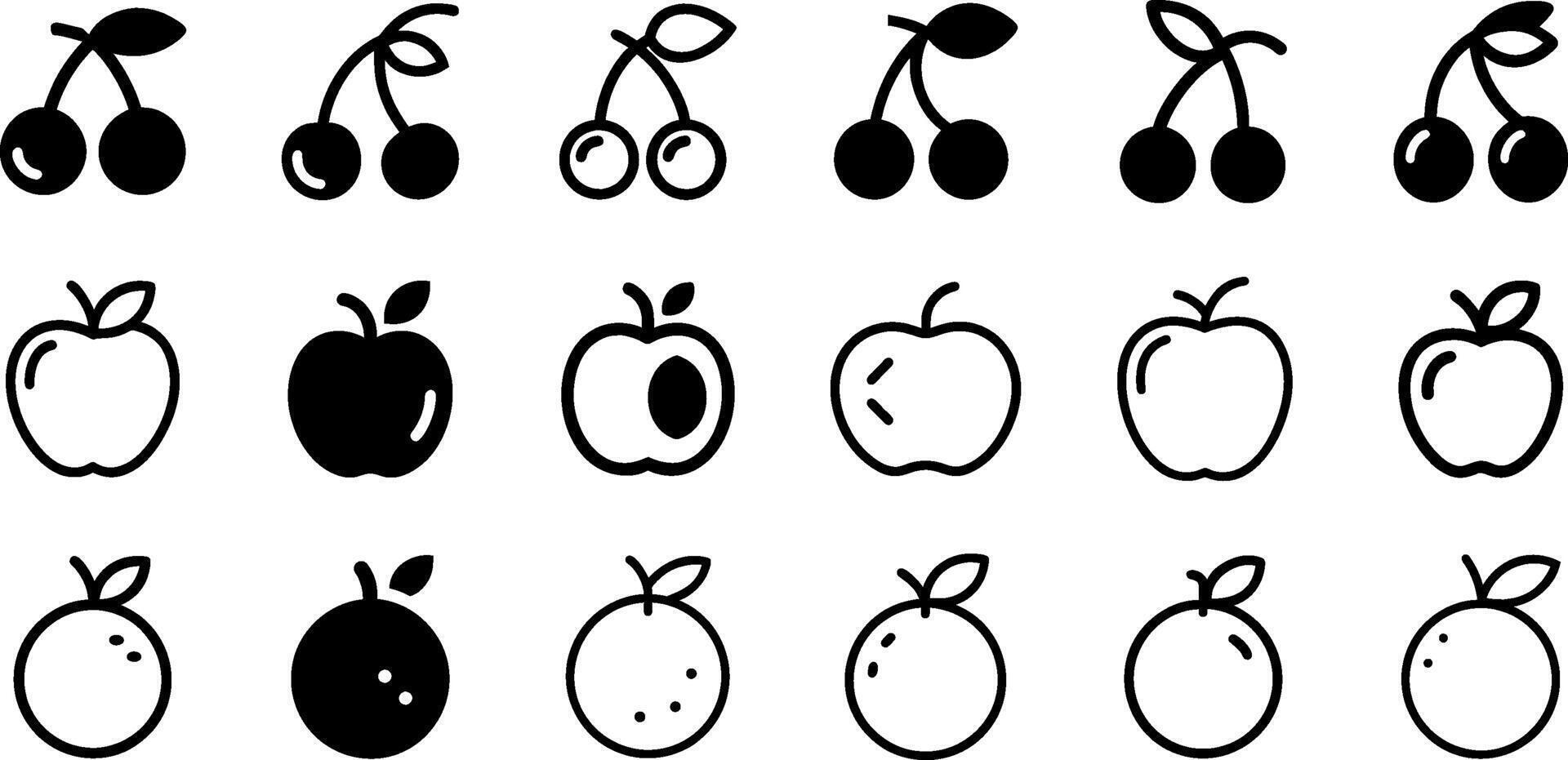 Vibrant Icons Cherry Apple Orange Design vector
