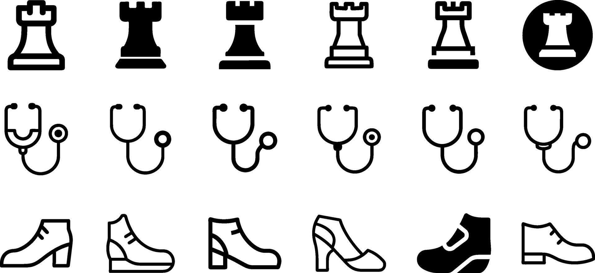 Unique Icons Chess Piece Rook Stethoscope Shoe Pack vector