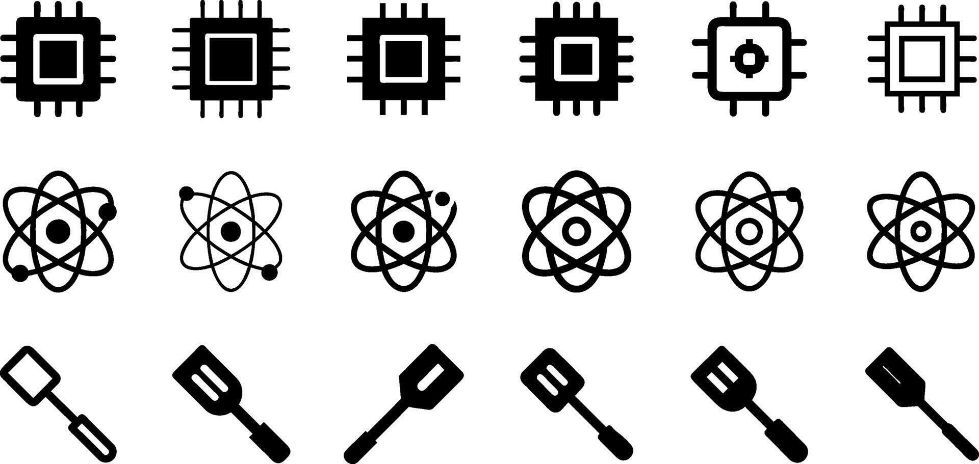 Unique Icons Chip Atom Spatula Pack vector