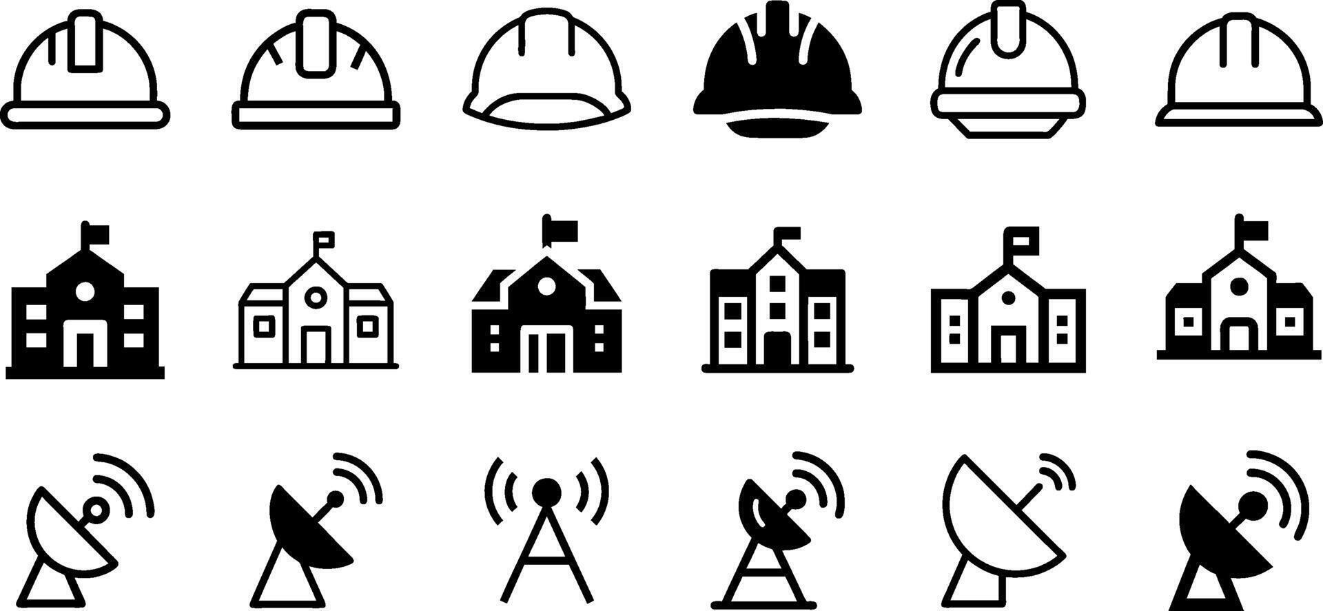 Unique Icons Construction Helmet School Building Antenna Wave Pack vector