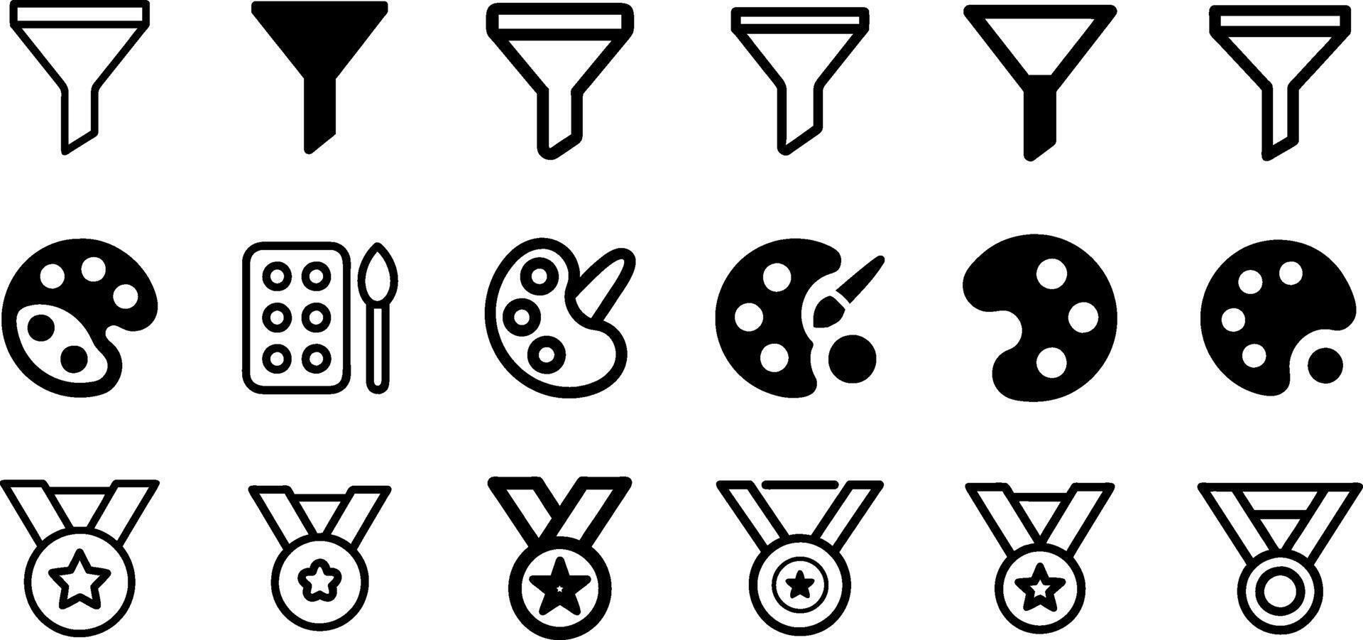 Minimalist Icons Filter Paint Palette Medal Design vector