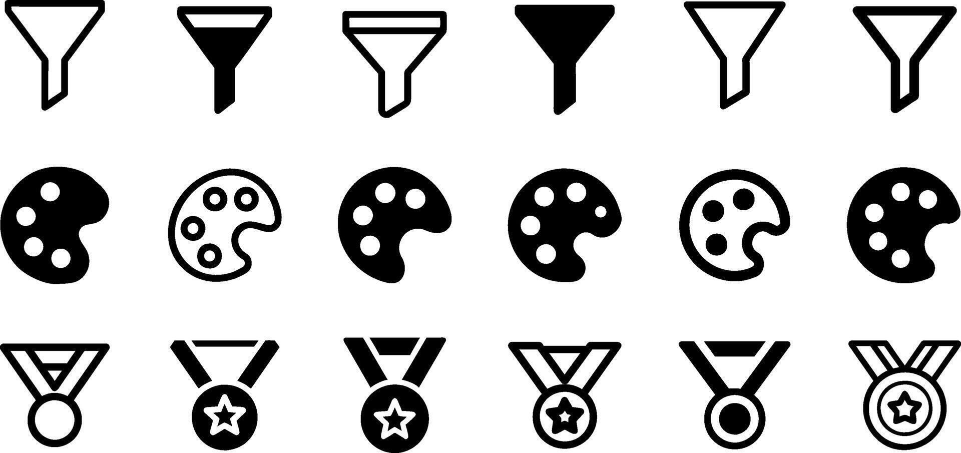 Filter Paint Palette and Medal Icon Set Creative Elements Collection vector