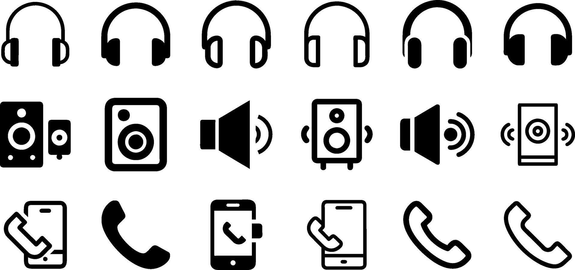 Unique Icons Headphone Speaker Phone Pack vector