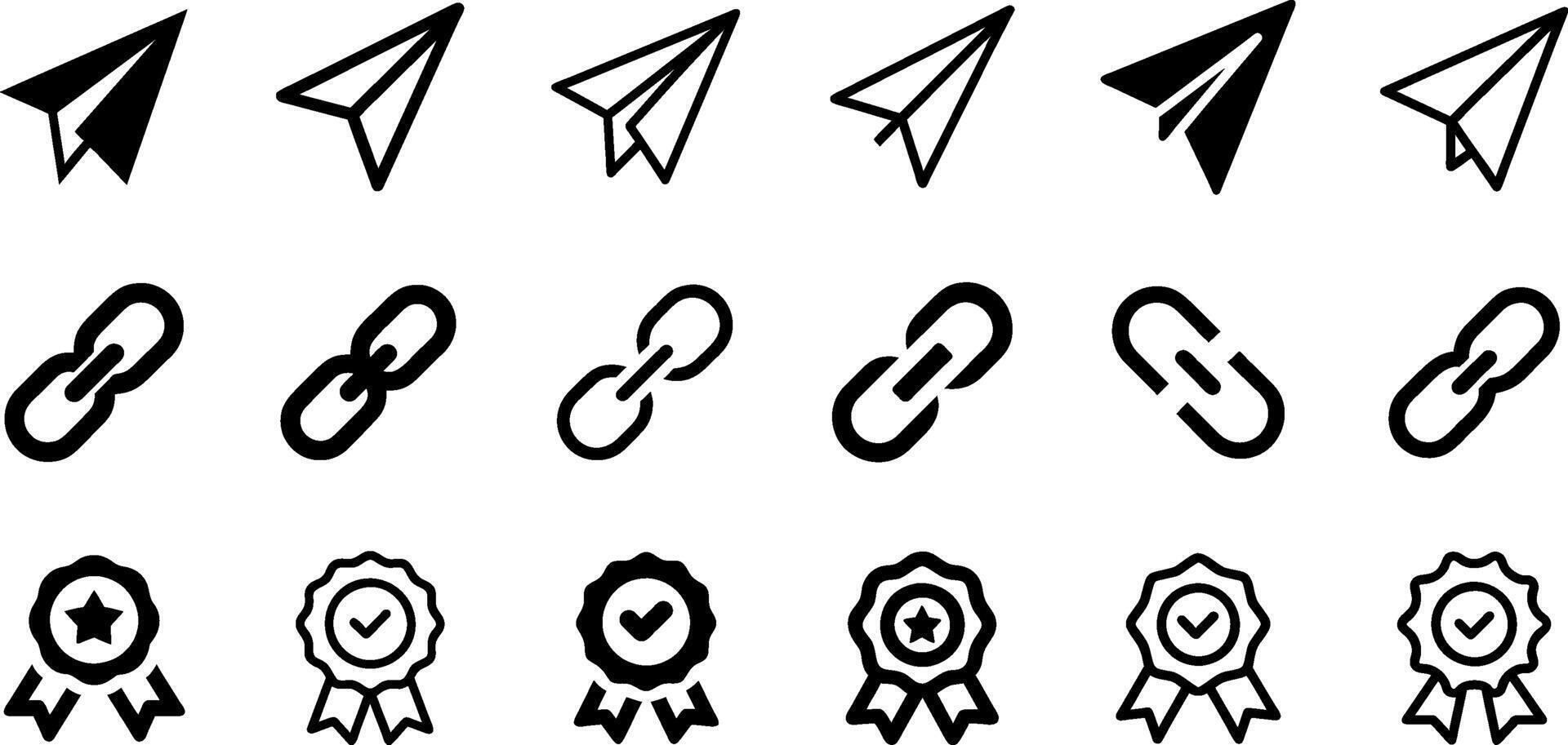 Minimalist Travel and Trust Icons Paper Plane Link Guarantee Medal Design vector