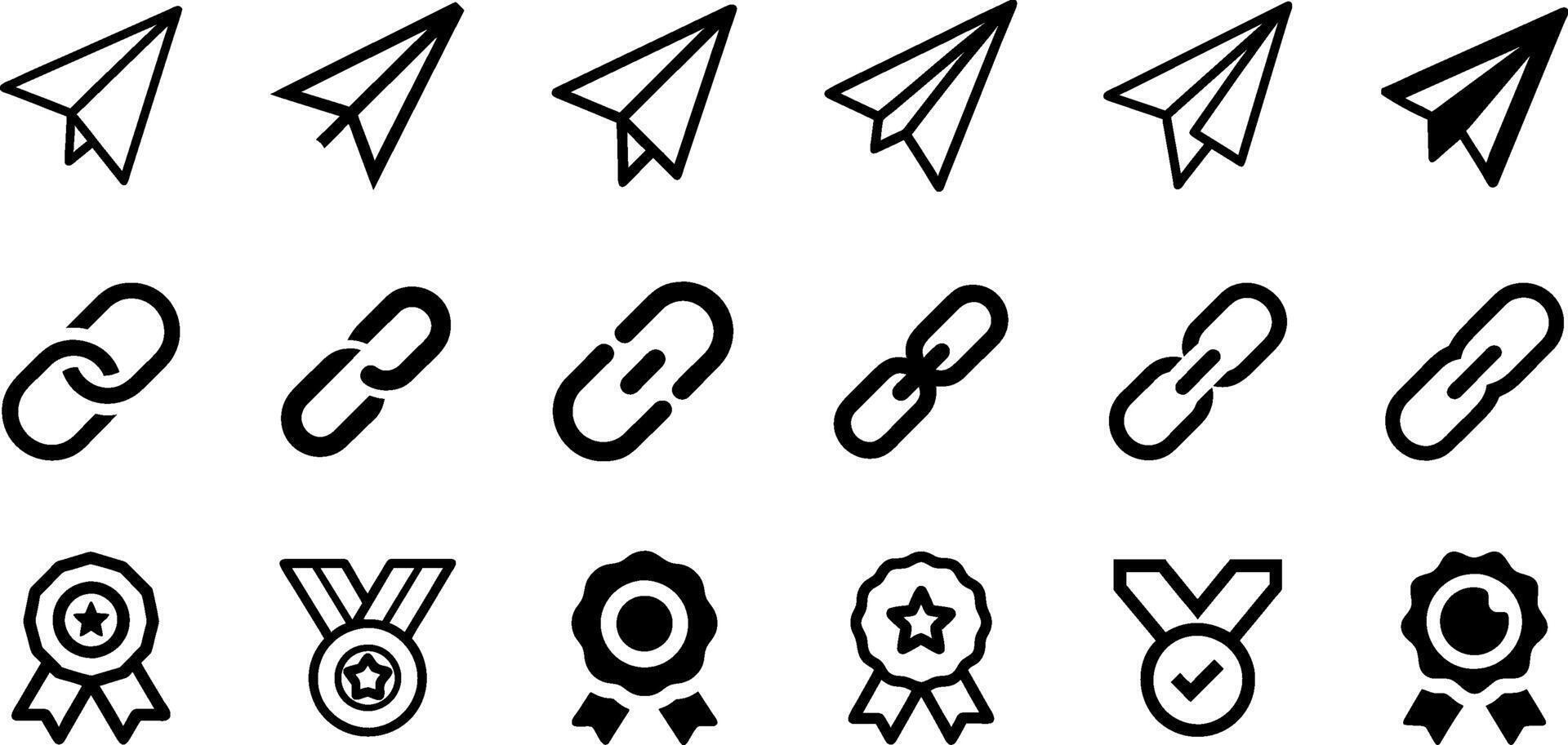 Versatile Icons Paper Plane Link Guarantee Medal Pack vector