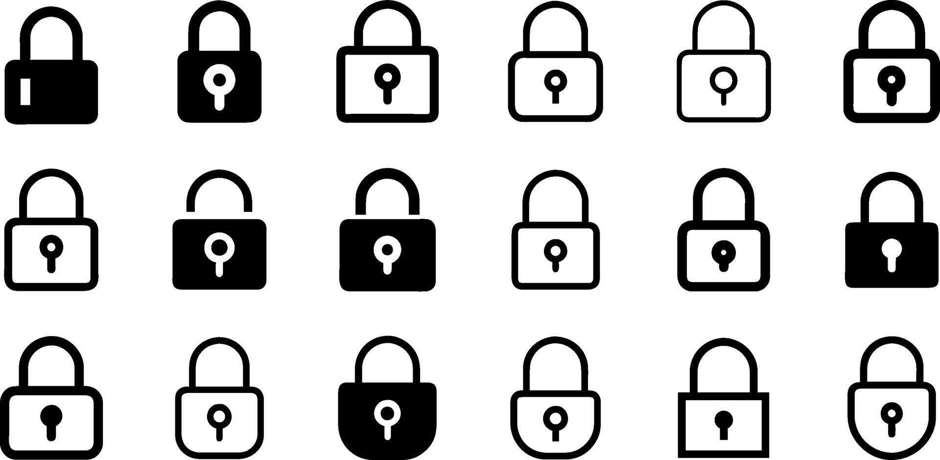 Essential Icons Padlock Pack for Safety vector