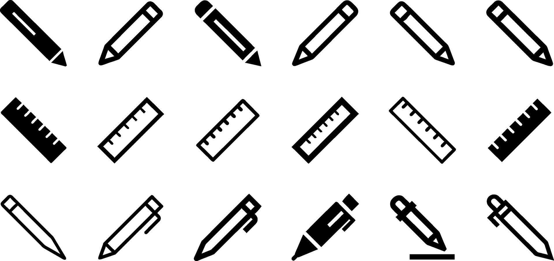 Minimalist Writing Tools Icons Pencil Ruler Pen Design vector