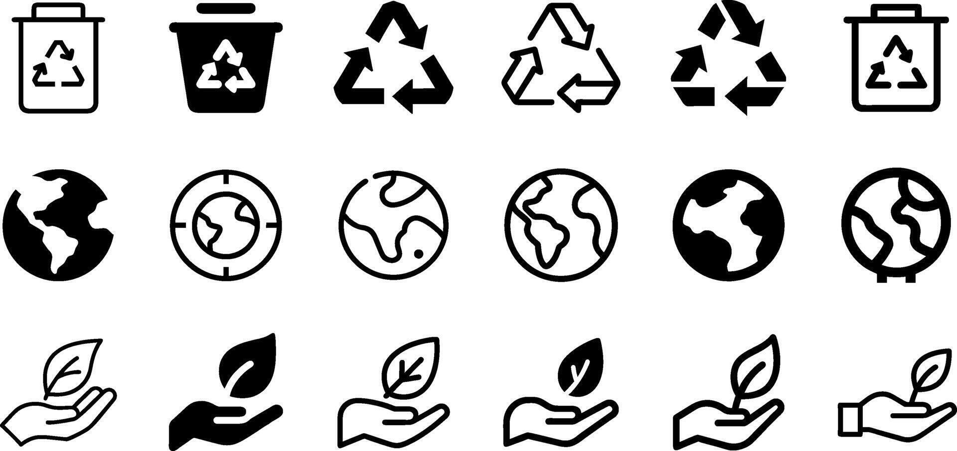 Minimalist Nature Icons Recycling Earth Hand Holding Leaf Design vector