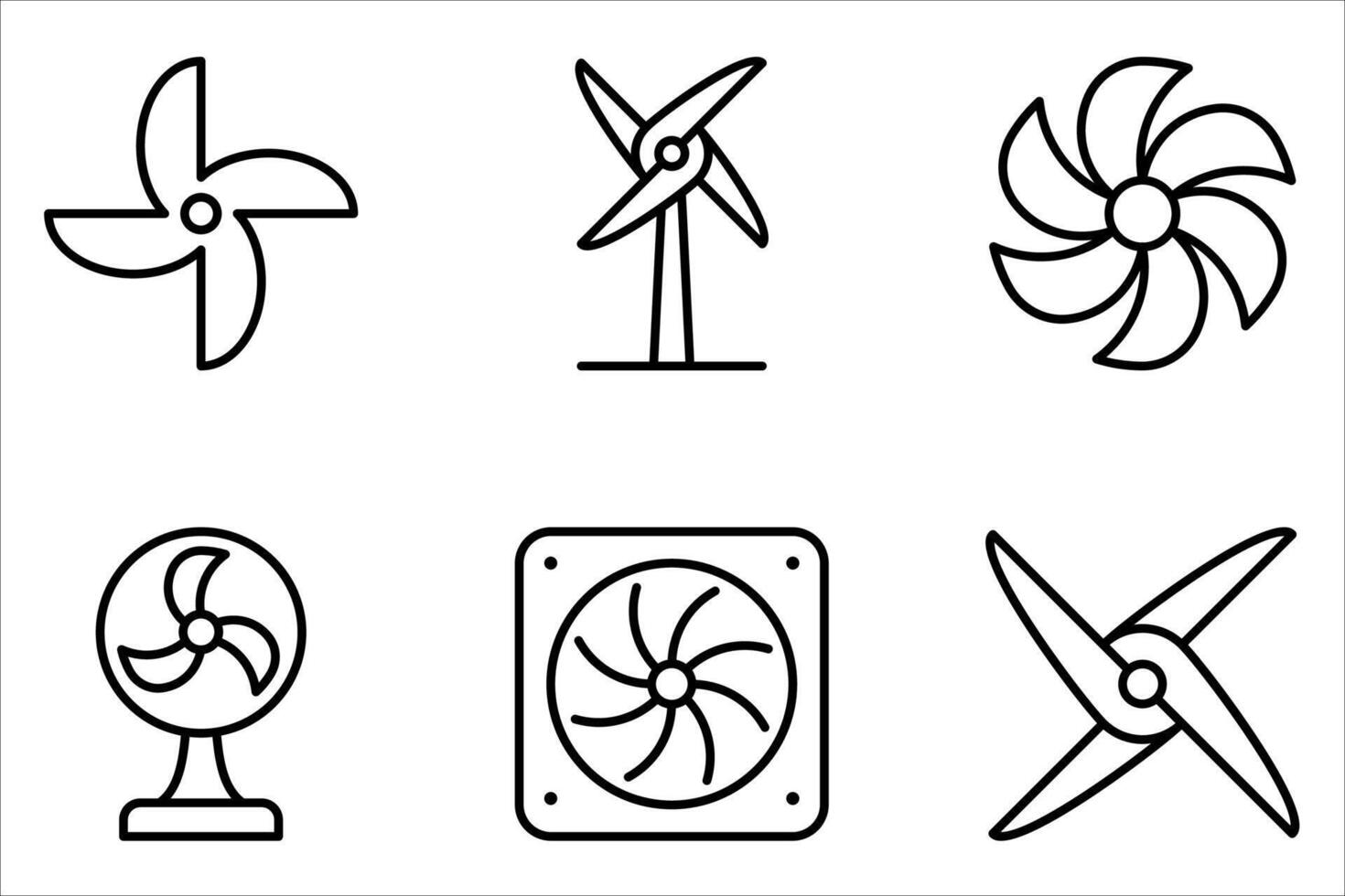 fan icon set on white vector