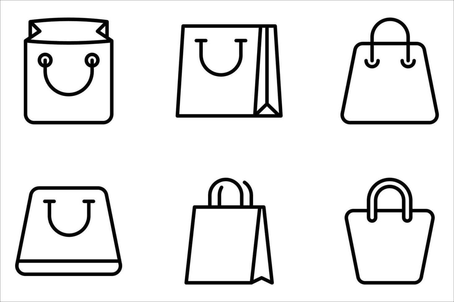 shopping bag icon set on white, vector