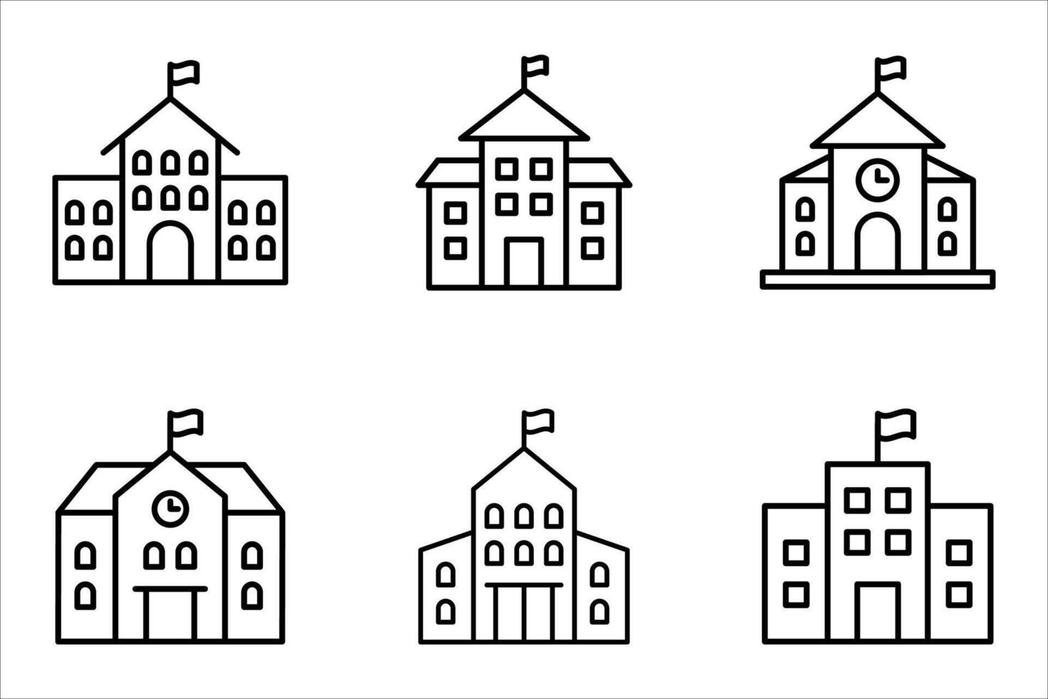 school building icon on white, vector