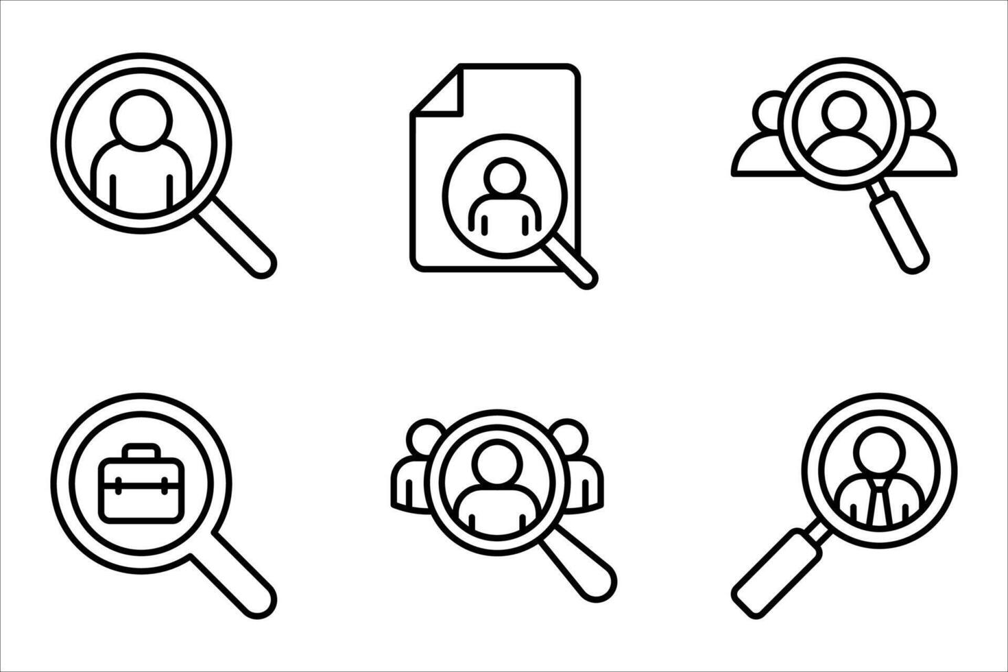 search job icon set on white, vector