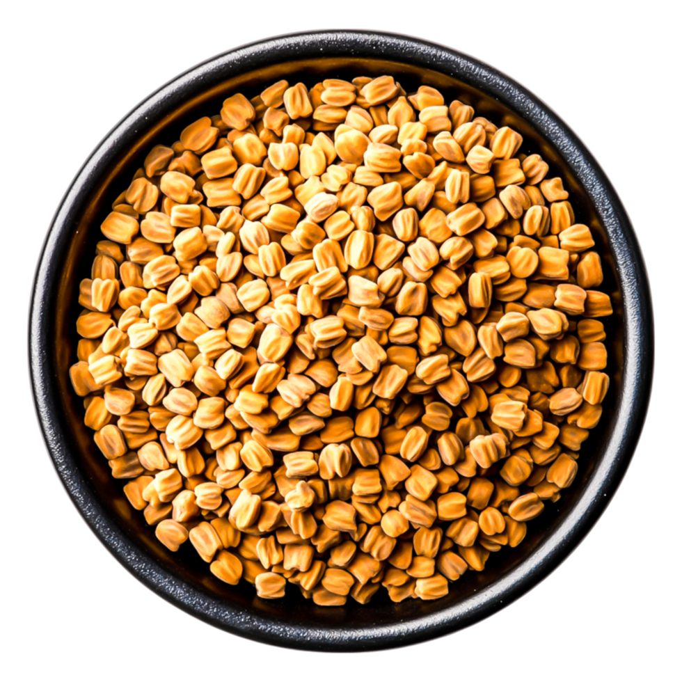 closeup View of Dry Fenugreek Seeds in Black Bowl on png