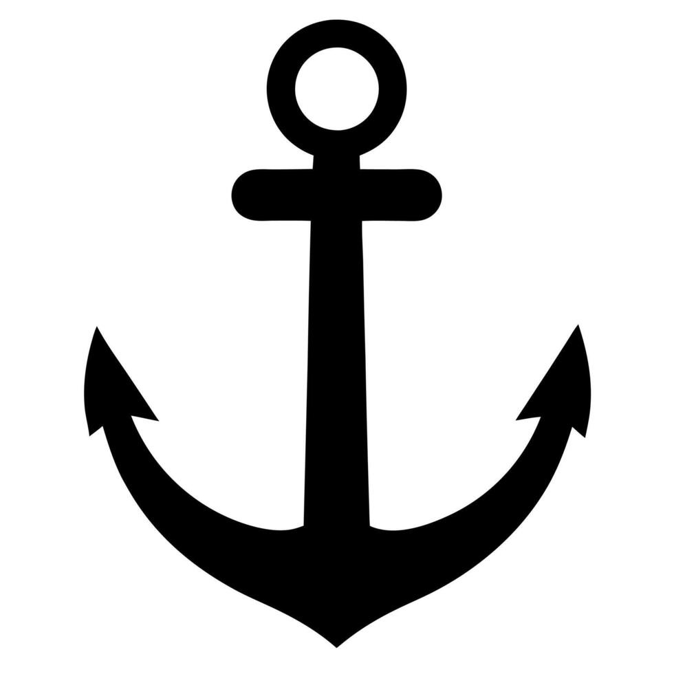 Simple Anchor Icon Silhouette Design for Maritime and Nautical vector