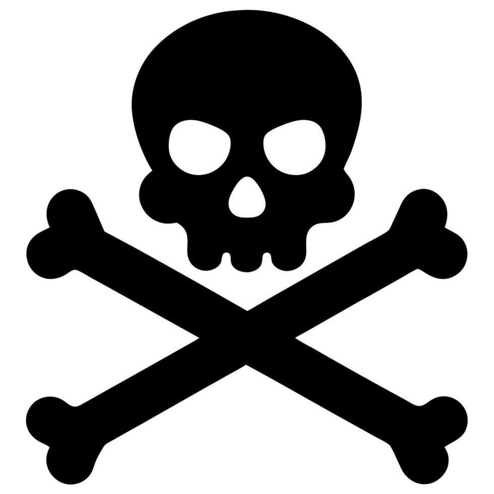 Crossbones and Skull Death Icon Silhouette Design Illustration for Warning and Danger Concepts vector