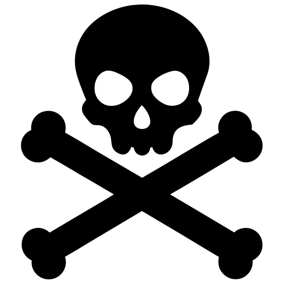 Crossbones and Skull Death Icon Silhouette Design Illustration for Warning and Danger vector