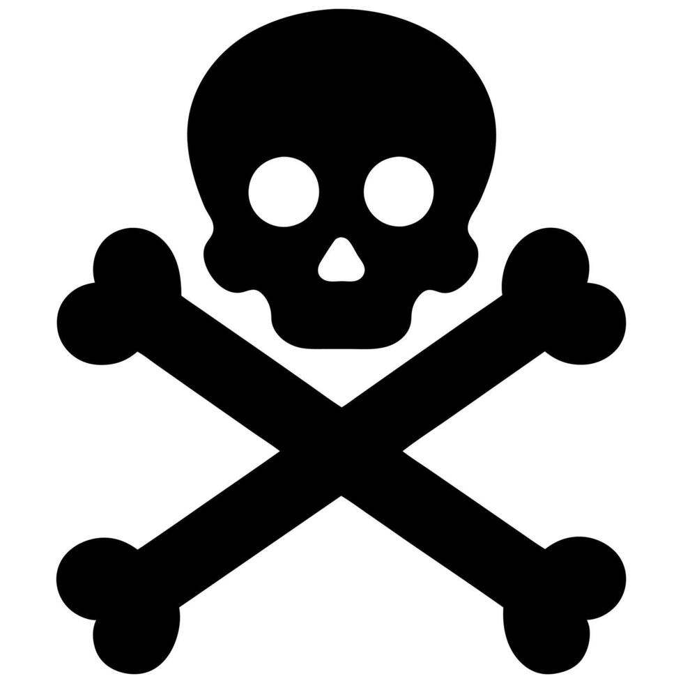 Crossbones and Skull Death Icon Silhouette Design Illustration for Warning and Danger Concept vector