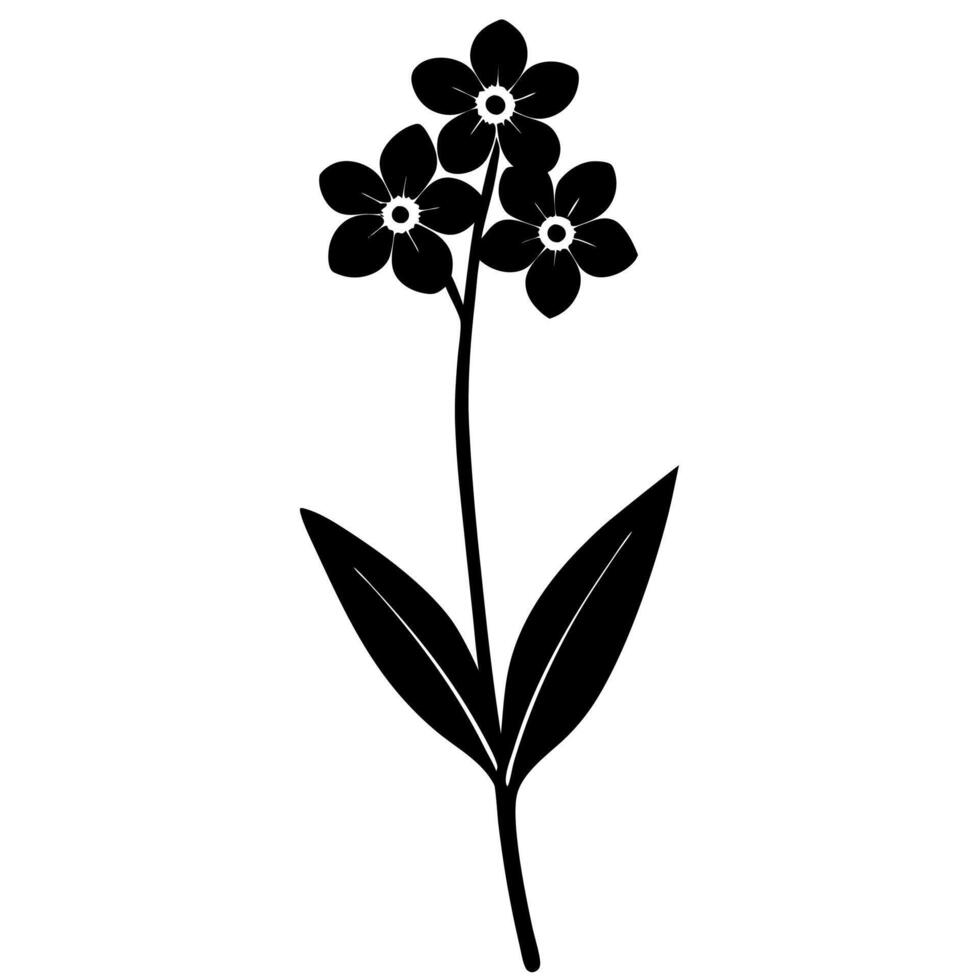 Minimalist Forget Me Not Silhouette Design for Floral Art Branding vector