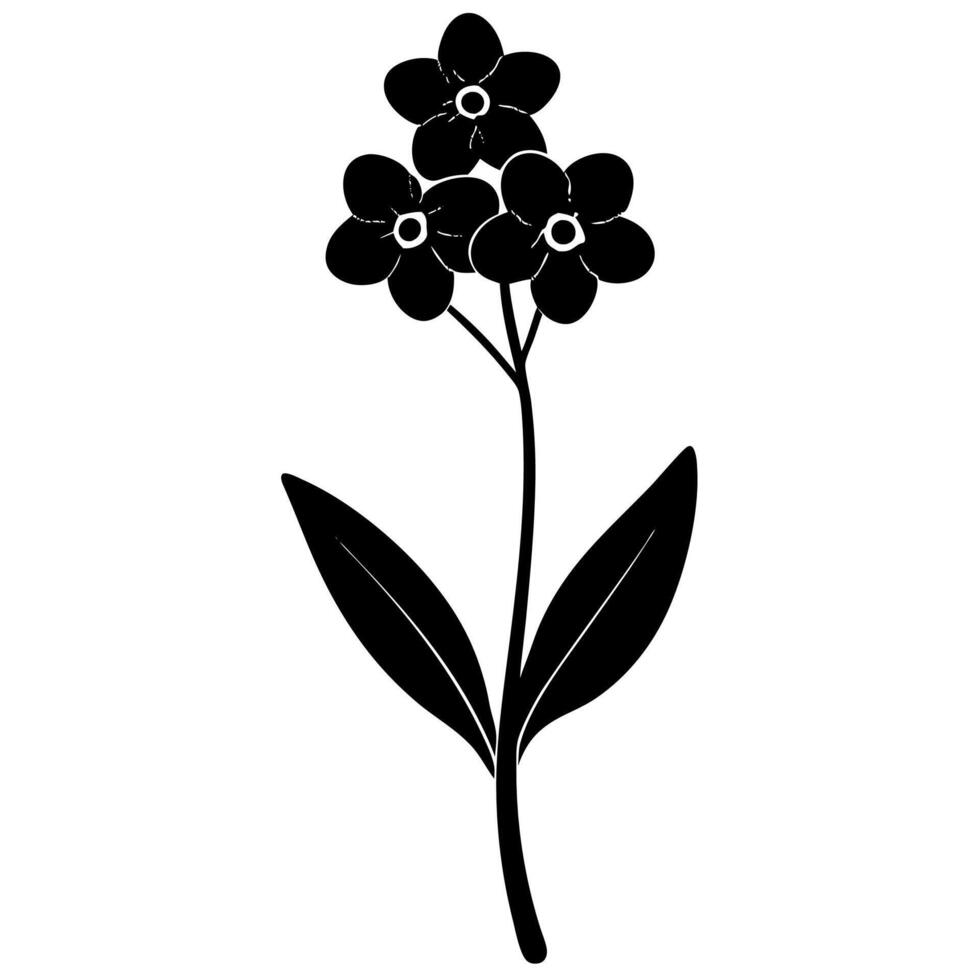 Minimalist Forget Me Not Silhouette Design Floral Art vector